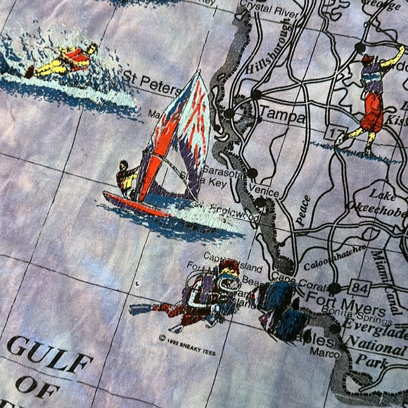 Vintage Single Stitch Florida All Over Print Hanes Heavyweight T Shirt Large - Picture 4 of 7